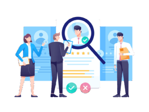 担当者が男性を査定している