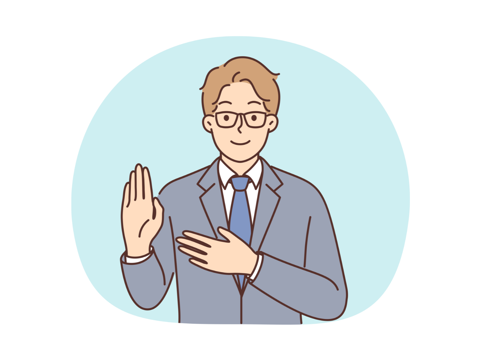 手を挙げている男性