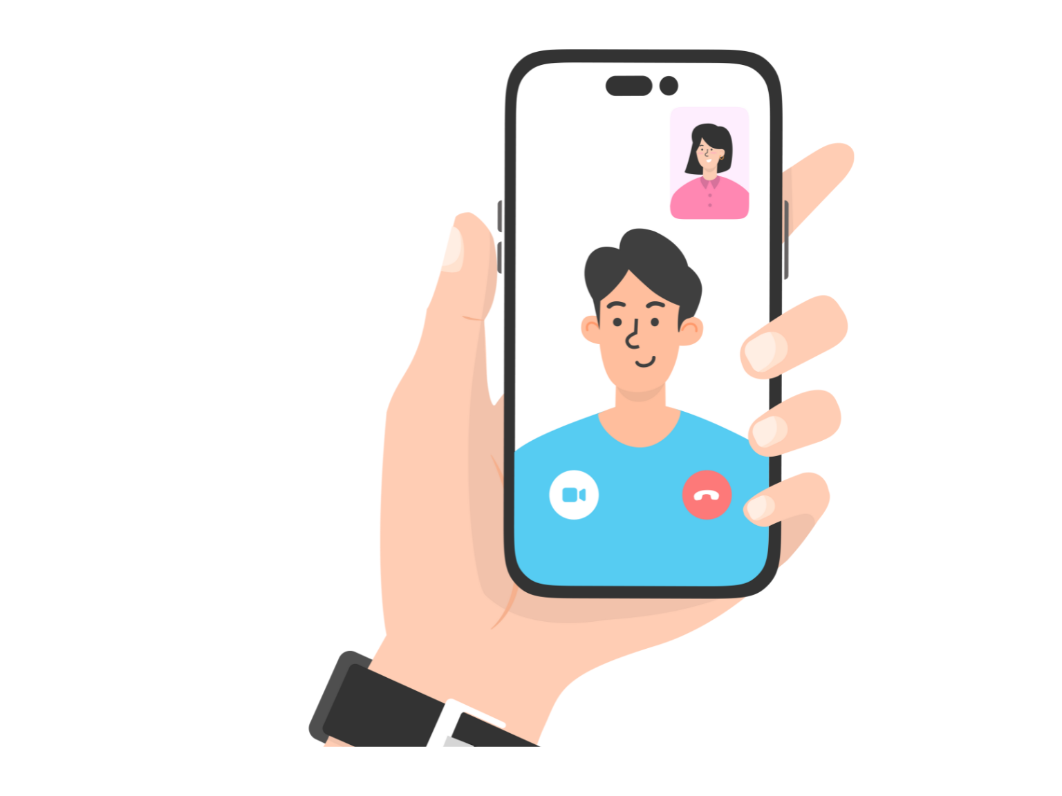 スマートフォンで動画選考をしている