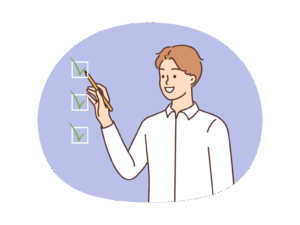 チェック項目をチェックしている男性