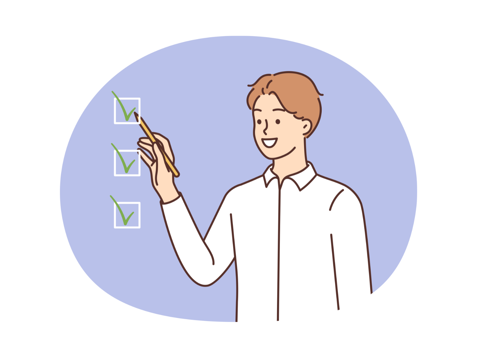 男性がチェック項目にチェックを入れている