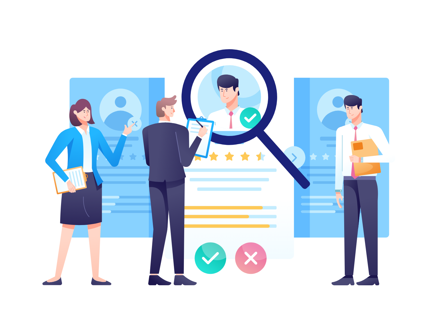 担当者が選考している