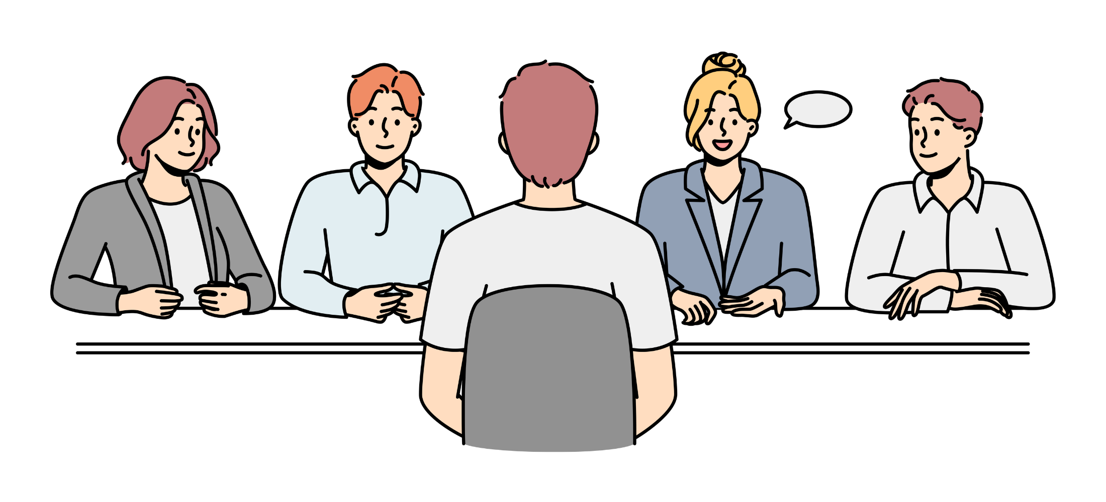 集団面接をしている