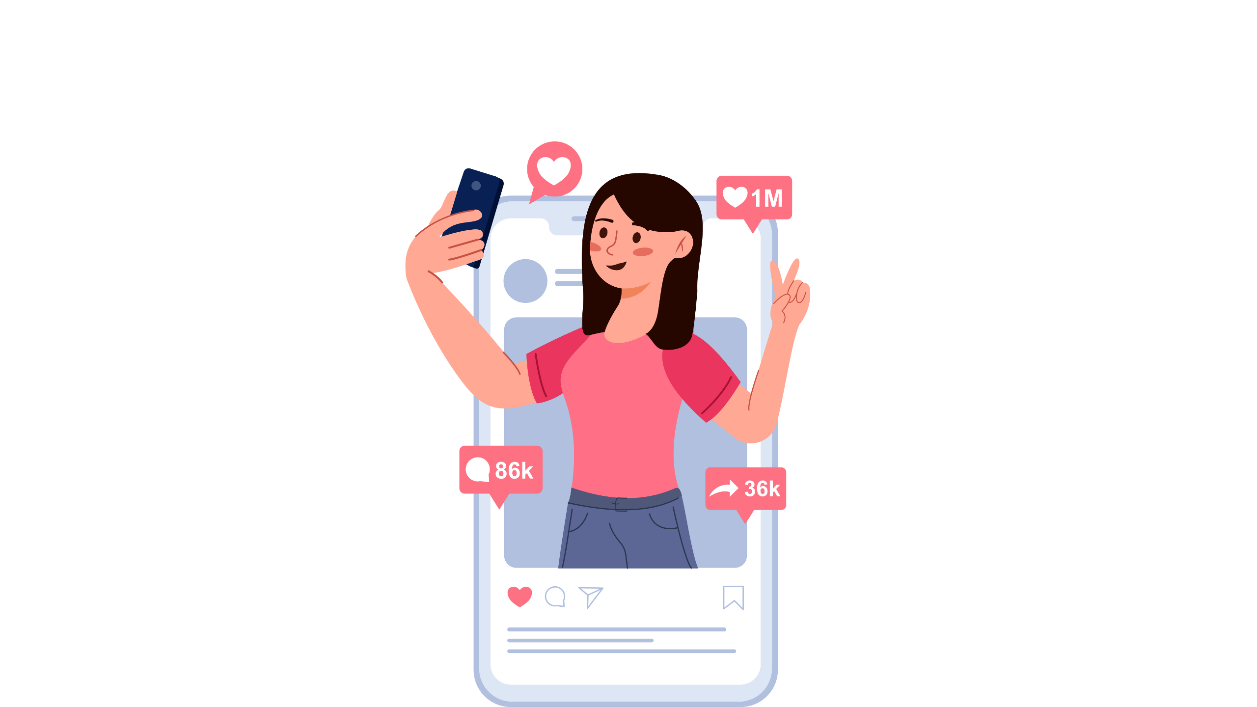 スマートフォンで自撮りをする女性