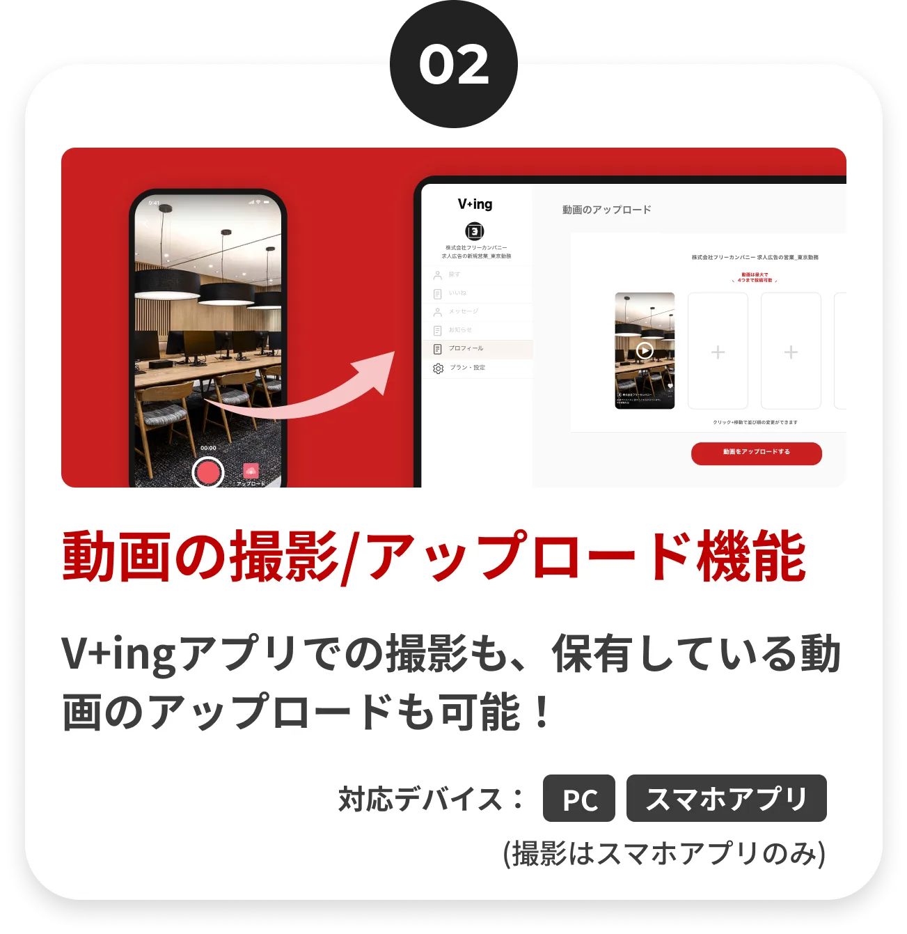 動画の撮影/アップロード機能